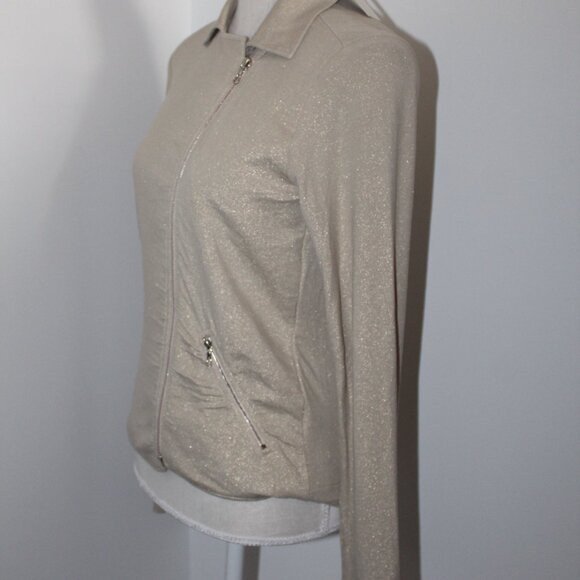 NWT Majestic Filatures Deluxe Teeshirt Terry Metallic Moto Jacket Zip Front - Picture 3 of 8